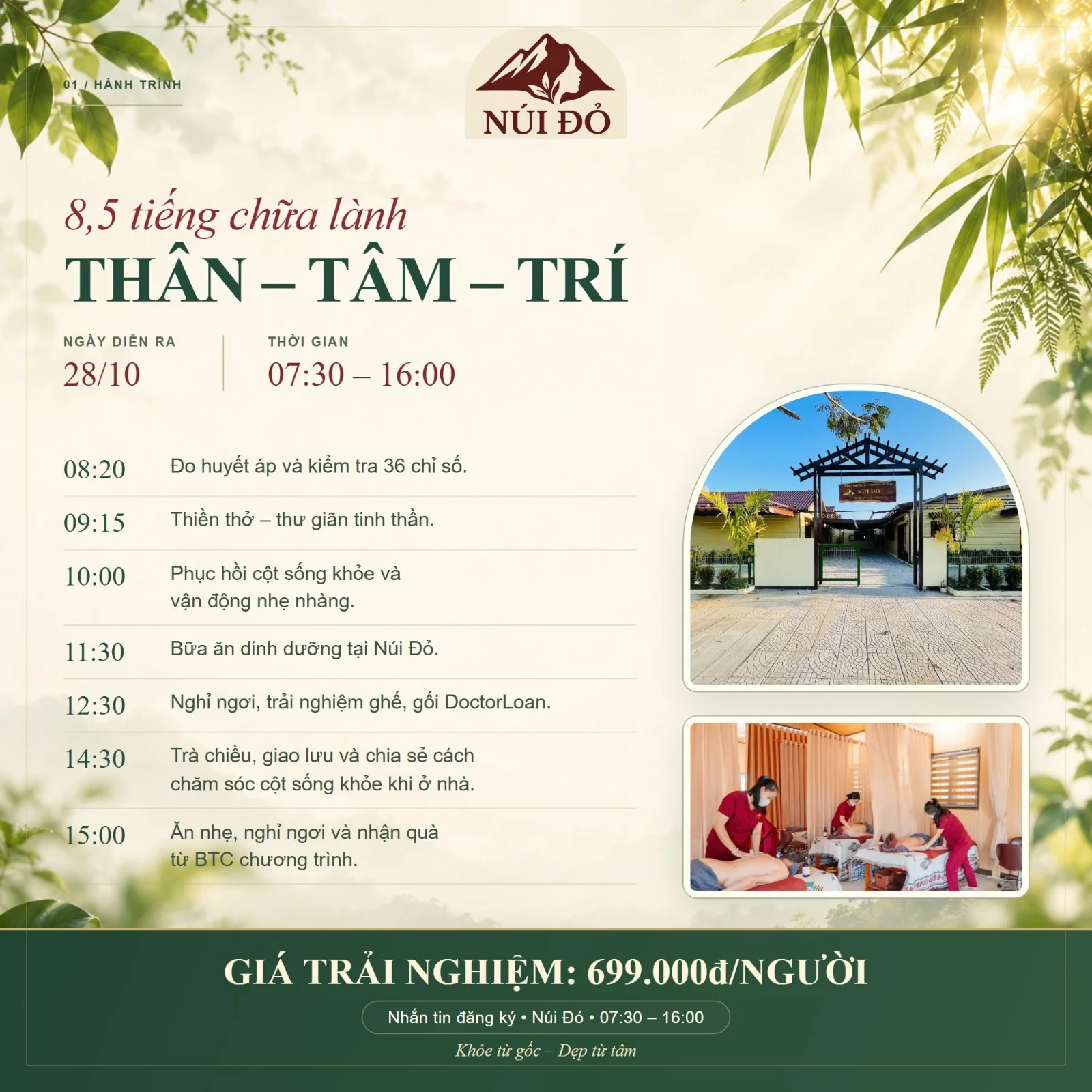 8,5 TIẾNG CHĂM SÓC THÂN – TÂM – TRÍ TẠI NÚI ĐỎ — CHỈ 699K 5
